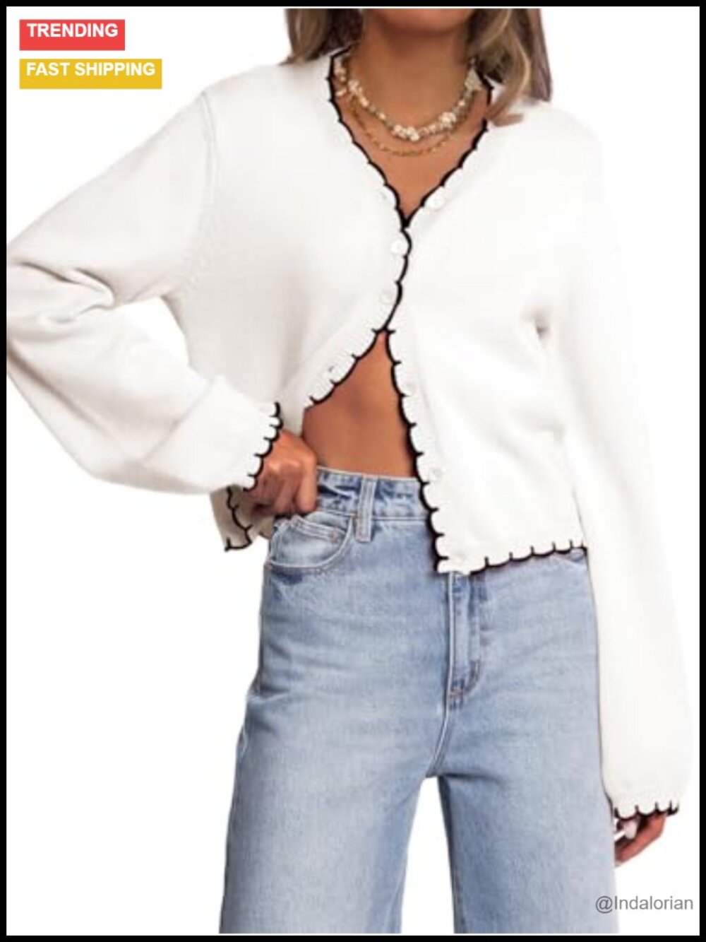 Women Long Sleeve Cropped Cardigan Open Front Knit Sweater Jacket
